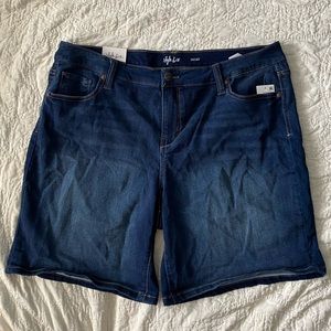 Style & Co mid rise soft denim shorts.